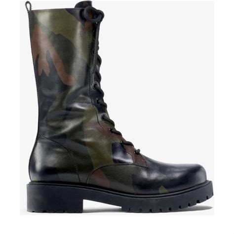 michael kors brenna calf leather combat boot|Michael Kors Collection Brenna Runway Camo Leather Lace Up .